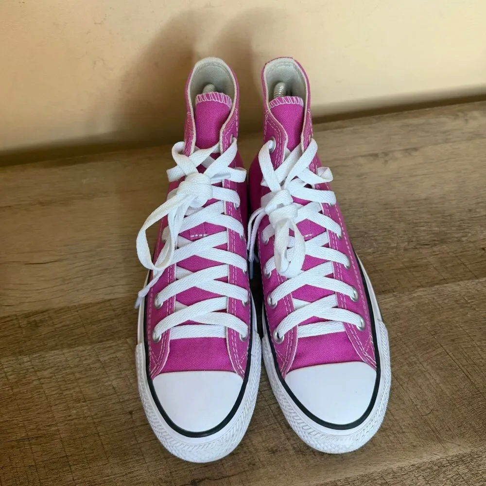 Converse Chuck Taylor All Star High Tops fuchsia pink women’s size 6 shoes - Picture 5 of 7